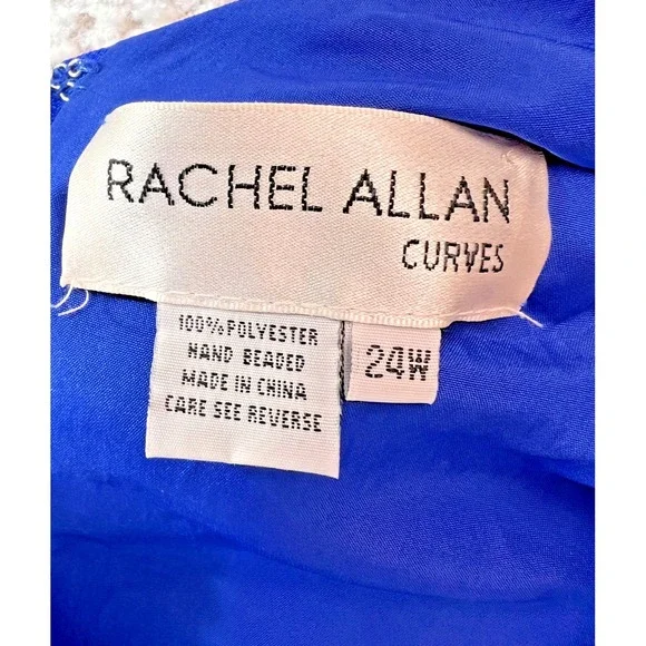 NWT Rachel Allan Curves 7813 Royal Blue Mermaid Prom Dress 24 Sexy Beaded Luxe - Picture 7 of 12